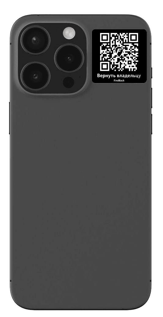 iPhone с наклейкой FindBack
